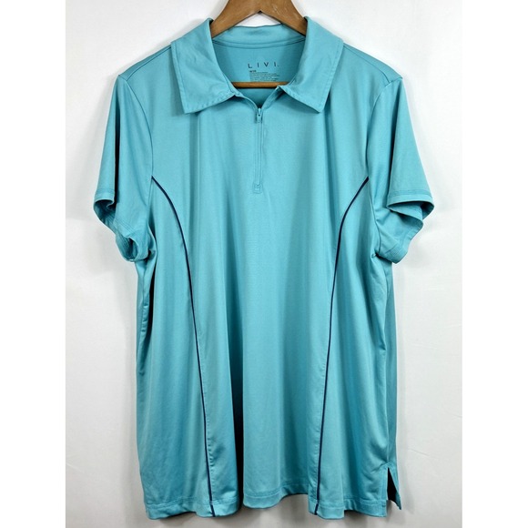 Lane Bryant LIVI 1/4  Zip Short Sleeve Polo Top Blue Green 18/20 Active Golf - Picture 1 of 8